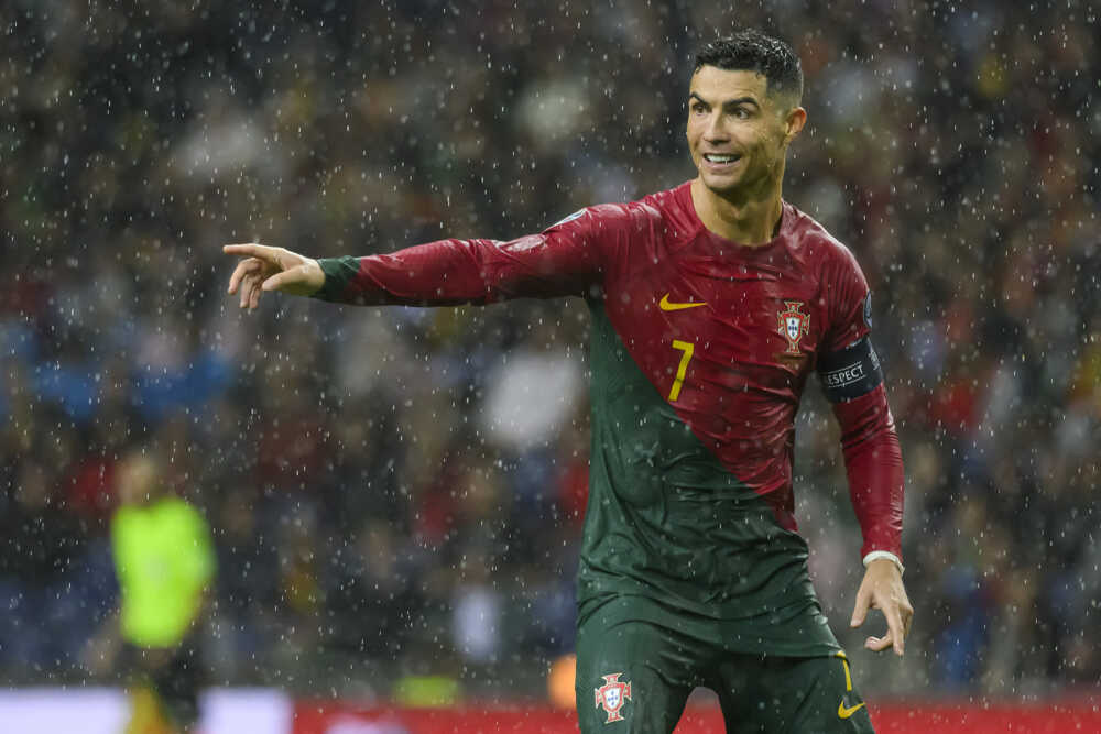Cristiano Ronaldo v zápase proti Slovensku.
