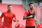 Vpravo Michal Ďuriš počas tréningu FC Spartak Trnava.